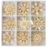 Premium Set Stroh-Sterne, 18 teilig, natur/gold