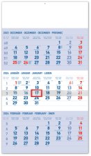 3-mesačný Nástenný kalendár 2024 - modrý so slovenskými menami