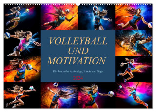 Volleyball und Motivation (Wandkalender 2024 DIN A2 quer), CALVENDO Monatskalender