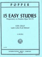 DAVID POPPER :  15 EASY STUDIES (1ST POS) PREPARATORY TO OP 73&76 - VIOLONCELLE