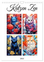Katzen Zen (Wandkalender 2024 DIN A4 hoch), CALVENDO Monatskalender
