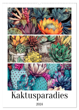 Kaktusparadies (Wandkalender 2024 DIN A2 hoch), CALVENDO Monatskalender