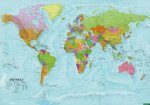 World map, political - physical, english, 1:20.000.000, Poster, freytag & berndt