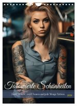Tätowierte Schönheiten - zwölf Monate, zwölf Frauen und jede Menge Tattoos (Wandkalender 2024 DIN A4 hoch), CALVENDO Monatskalender