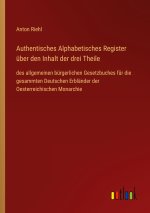 Authentisches Alphabetisches Register über den Inhalt der drei Theile