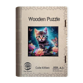 Dřěvěné puzzle - Kotě A3