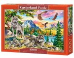 Puzzle 1000 elementów. Rodzina wilków wśród orłów