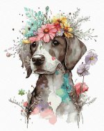 Malowanie po numerach Pies w kwiatach