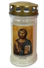 Veilleuse d'extérieure en verre, Pantocrator - Hauteur 16.5 cm