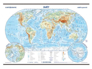 Svět - školní nástěnná fyzická mapa 1:26 mil./136x96 cm