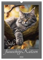 Süße flauschige Katzen (Wandkalender 2024 DIN A3 hoch), CALVENDO Monatskalender