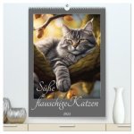 Süße flauschige Katzen (hochwertiger Premium Wandkalender 2024 DIN A2 hoch), Kunstdruck in Hochglanz