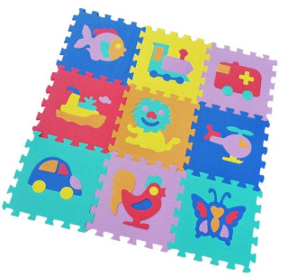 Pěnová puzzle Zvířátka dopravní prostředky 9 ks