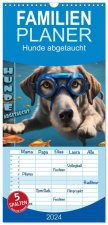 Familienplaner 2024 - Hunde abgetaucht mit 5 Spalten (Wandkalender, 21 x 45 cm) CALVENDO