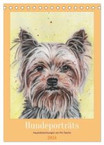 Hundeporträts - Aquarellzeichnungen von Pia Tasche (Tischkalender 2024 DIN A5 hoch), CALVENDO Monatskalender