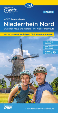 ADFC-Regionalkarte Niederrhein Nord, 1:75.000, mit Tagestourenvorschlägen, reiß- und wetterfest, E-Bike-geeignet, mit Knotenpunkten, GPS-Tracks Downlo