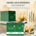 Große Meisterwerke Geschenkset - 8 Bücher (Softcover+ Audio-Online) + Eleganz der Natur Schreibset Premium, m. 8 Beilage, m. 8 Buch