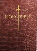 KJV Sword Bible, Large Print, Walnut Alligator Bonded Leather, Thumb Index: (Red Letter, Burgundy, 1611 Version)
