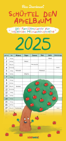 Schüttel den Apfelbaum - der Familienplaner zur beliebten Mitmachbuchreihe von Nico Sternbaum - Monats-Wandkalender 2025 zum Aufhängen, mit Spiralbind