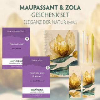 Guy de Maupassant & Émile Zola Geschenkset - 2 Bücher (mit Audio-Online) + Eleganz der Natur Schreibset Basics, m. 2 Beilage, m. 2 Buch