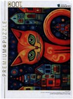 CALVENDO Puzzle Katze Im Stil von Friedensreich Hundertwasser II | 1000 Teile Lege-Größe 64x48cm Foto-Puzzle für glückliche Stunden
