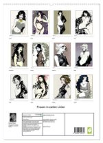 Frauen in zarten Linien (hochwertiger Premium Wandkalender 2024 DIN A2 hoch), Kunstdruck in Hochglanz
