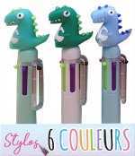 STYLO 6 COULEURS DINOSAURE