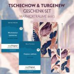 Tschechow & Turgenew Geschenkset - 2 Bücher (Softcover mit Audio-Online) + Marmorträume Schreibset Basics, m. 2 Beilage, m. 2 Buch