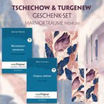 Tschechow & Turgenew Geschenkset - 2 Bücher (Hardcover mit Audio-Online) + Marmorträume Schreibset Premium, m. 2 Beilage, m. 2 Buch