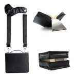 SKIN Tasche PUR Gr. XL, (Nappa-Leder) onyx-schwarz /  gefertigt aus langlebigem Nappa Leder / im Set mit ergonomisch gepolstertem Tragegurt & rutschfe