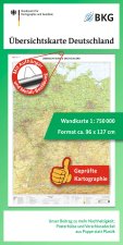 Übersichtskarte Deutschland 1 : 750 000. Wandkarte mit Aufhänger und Bestäbung