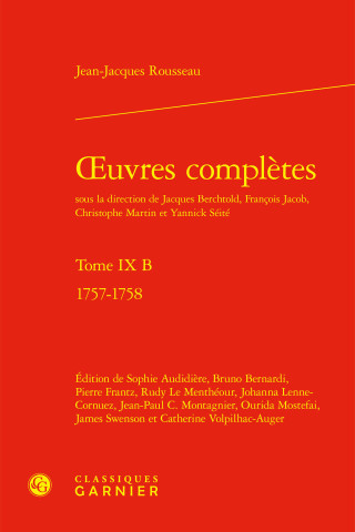 Oeuvres complètes. tome ix b - 1757-1758