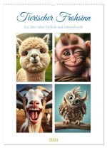 Tierischer Frohsinn - Ein Jahr voller Lächeln und Lebensfreude (Wandkalender 2024 DIN A2 hoch), CALVENDO Monatskalender