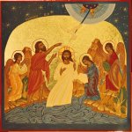 Le Baptême du Christ - Icône dorée à la feuille 11.8x11.8 cm - 816.63