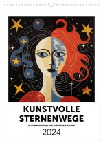 Kunstvolle Sternenwege: KI-Kompositionen der 12 Tierkreiszeichen (Wandkalender 2024 DIN A3 hoch), CALVENDO Monatskalender