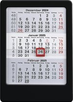 3-Monats-Tischaufsteller 2025 schwarz - Tisch-Kalender 12x16 cm - Büro-Kalender - mit Datumsschieber - Zettler