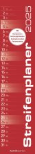 Streifenplaner ROT 2025 - Streifenkalender - Wandplaner - Küchen-Kalender - 11,3x49,5
