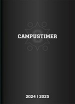Campustimer Black - A6 Semester-Planer - Studenten-Kalender 2024/2025 - Notiz-Buch - schwarz - Weekly - Alpha Edition