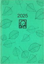 Taschenkalender türkis 2025 - Bürokalender 10,2x14,2 - 1 Tag auf 1 Seite - robuster Kartoneinband - Stundeneinteilung 7-19 Uhr - Blauer Engel - 610-07