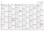 Jahresübersicht A2 12 Monate 1 Stk. plano 2025 - 59,4x42 cm - gerollt - mit Arbeitstage- und Wochenzählung - Posterkalender - Jahresplaner - 938-6111