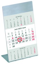 3-Monatskalender 2025 10,5x14,5cm mit Edelstahlaufsteller und Magnestreifen - Datumsweiser - 980-6100-1