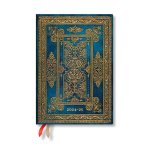 Paperblanks 2024-25 Blue Luxe Luxe Design 18-Month Flexis MIDI Horizontal Weekly Elastic Band 224 Pg 80 GSM