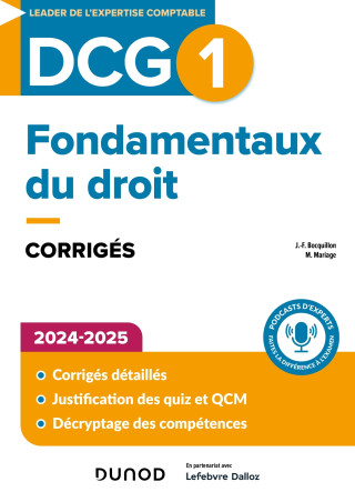 DCG 1 - Fondamentaux du droit - Corrigés - 2024-2025