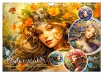 Blütenzauber - Farbenfrohe Illustrationen der Göttin Flora (Wandkalender 2024 DIN A4 quer), CALVENDO Monatskalender