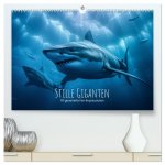 Stille Giganten - KI-generierte Hai-Impressionen (hochwertiger Premium Wandkalender 2025 DIN A2 quer), Kunstdruck in Hochglanz