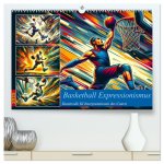 Basketball Expressionismus - Kunstvolle KI Interpretationen des Courts (hochwertiger Premium Wandkalender 2025 DIN A2 quer), Kunstdruck in Hochglanz