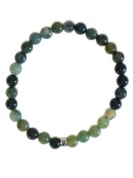 Bracelet Agate Mousse Perles rondes 6 mm