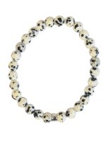 Bracelet Jaspe Dalmatien Perles rondes 6 mm