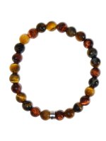 Bracelet Œil de Taureau, Œil de faucon, Œil de tigre Perles rondes 8 mm Poignet large
