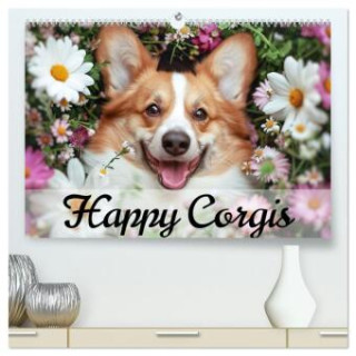 Happy Corgis (hochwertiger Premium Wandkalender 2025 DIN A2 quer), Kunstdruck in Hochglanz